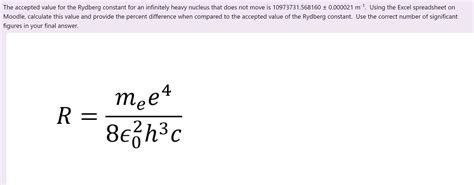 accepted value of rydberg constant.